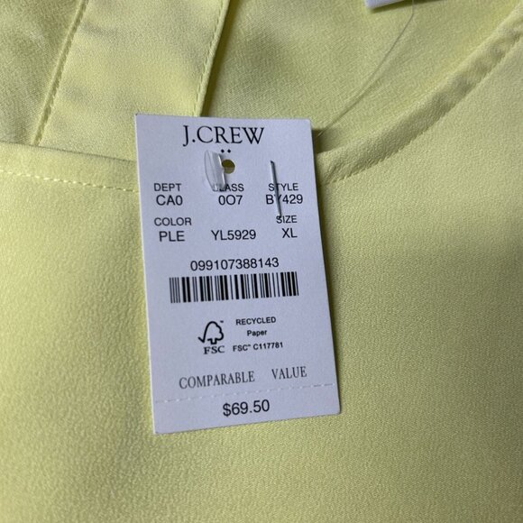 J.Crew Sleeveless Blouse Women's XL‎ Yellow Polyester New - Picture 5 of 8